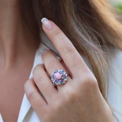 Aria Stone Serisi Renkli Gümüş Yüzük