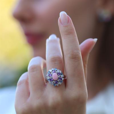 Aria Stone Serisi Renkli Gümüş Yüzük