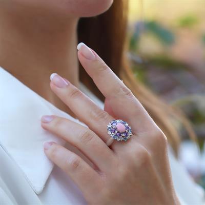 Aria Stone Serisi Renkli Gümüş Yüzük