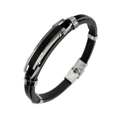 ARS196 Erkek Deri Çelik Bileklik