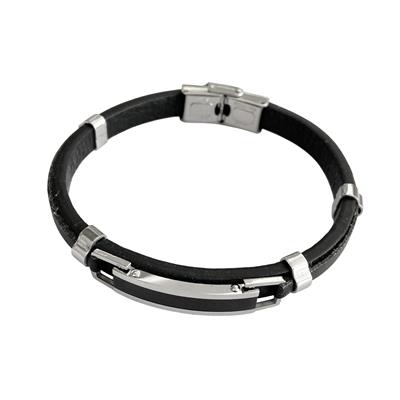 ARS196 Erkek Deri Çelik Bileklik