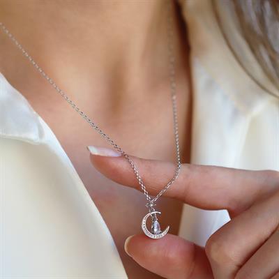Ay Damla Trend Gümüş Kolye