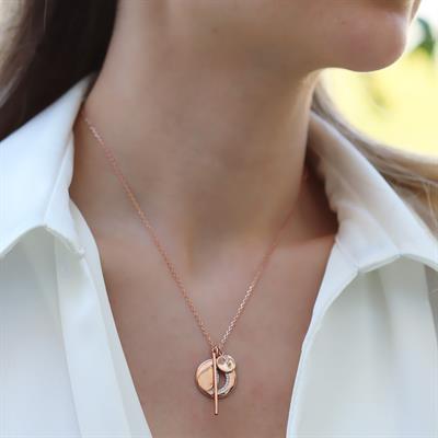 Ay Modeli Rose Gold Kaplama Gümüş Kolye