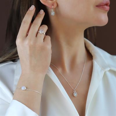 Ay Taşı Doğaltaş Gümüş Set 