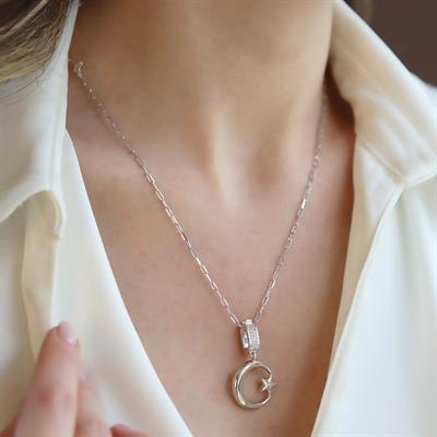 Ay Yıldız Charm Trend Gümüş Kolye