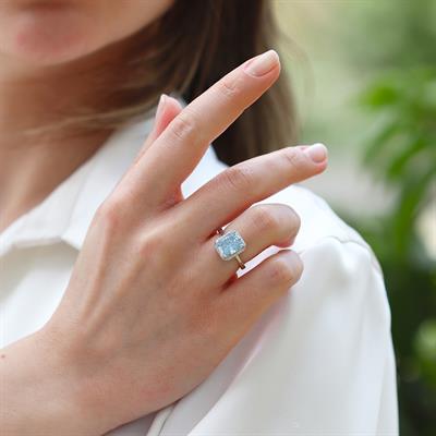 Baget Aquamarine Icecut Taşlı Gümüş Yüzük