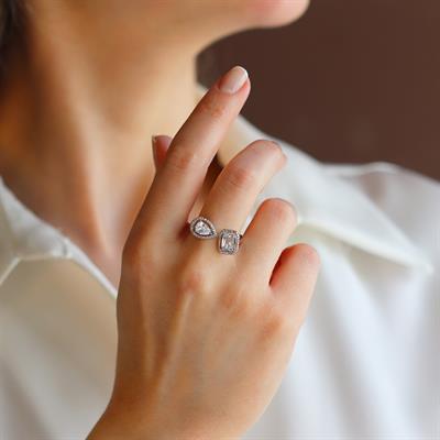 Baget Damla Taşlı Gümüş Yüzük