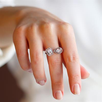 Baget Damla Taşlı Gümüş Yüzük