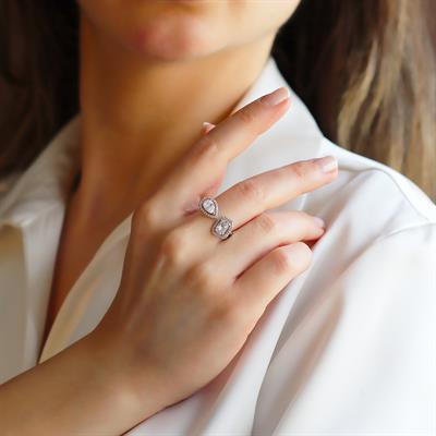 Baget Damla Taşlı Gümüş Yüzük