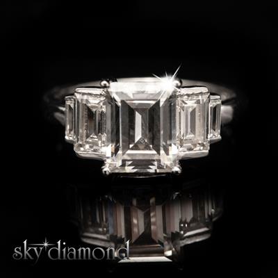 Baget Kesimli Sky Diamond Gümüş Yüzük 