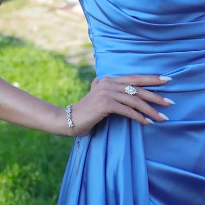 Baget Mekik Zirkon Taşlı Gümüş Set