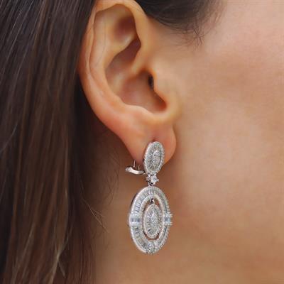 Baget Oval Işıltı Gümüş Küpe