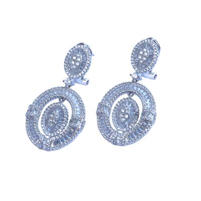 Baget Oval Işıltı Gümüş Küpe