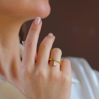 Baget Sarkıt Gold Gümüş Yüzük