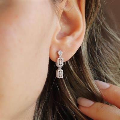 Baget Sarkıt Modeli Zirkon Taşlı Gümüş Set 