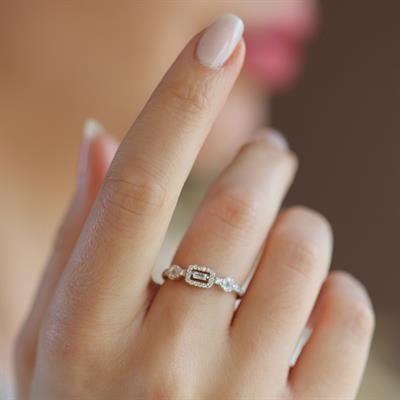 Baget Sarkıt Modeli Zirkon Taşlı Gümüş Set 