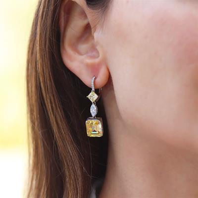 Baget Sitrin Taşlı Gümüş Küpe