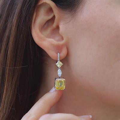 Baget Sitrin Taşlı Gümüş Küpe