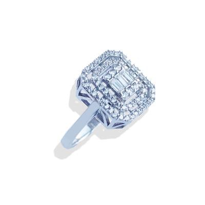 Baget Taşlı 3 Boyutlu Gümüş Yüzük