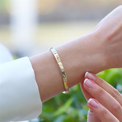 Baget Taşlı Gold Gümüş Keleçe