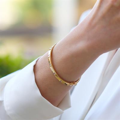 Baget Taşlı Gold Gümüş Keleçe