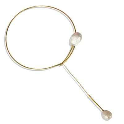 Barok İnci Gold Sarkıt Gümüş Gerdanlık