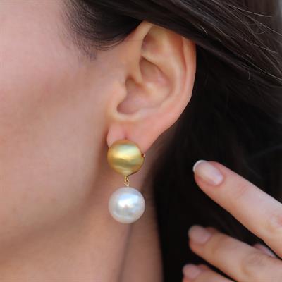 Barok İncili Gold Gümüş Küpe