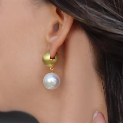 Barok İncili Gold Gümüş Küpe