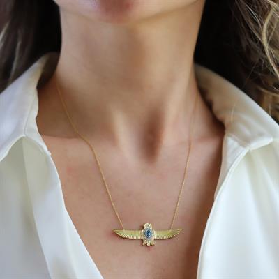 Baykuş Gold Tasarım Gold Gümüş Kolye