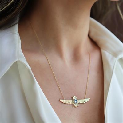 Baykuş Gold Tasarım Gold Gümüş Kolye