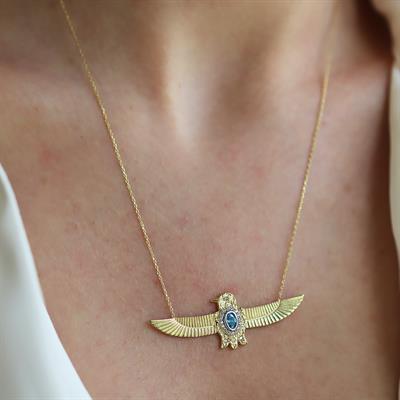 Baykuş Gold Tasarım Gold Gümüş Kolye