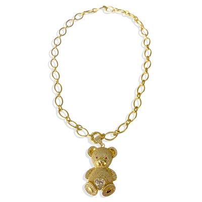 Bear Gold Trend Zincirli Gümüş Kolye