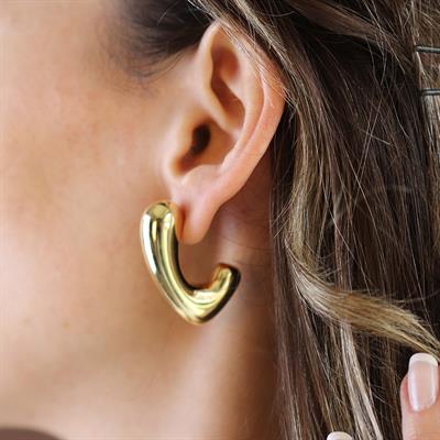 Bombeli P Gold Kaplama Gümüş Küpe