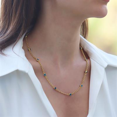 Camgöz Gold Gümüş Zincir Kolye