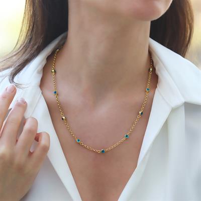 Camgöz Gold Gümüş Zincir Kolye