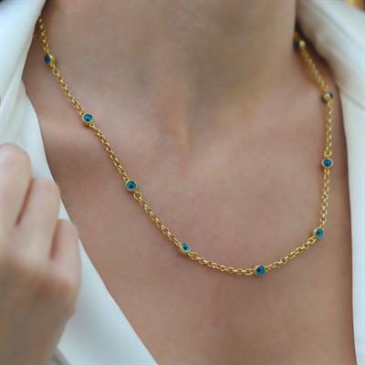 Camgöz Gold Gümüş Zincir Kolye