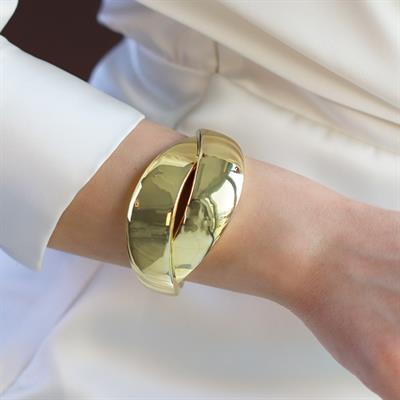 Çapraz Bombeli Gold Gümüş Kelepçe