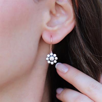 Çiçek Elmas Montür Rose Gold Gümüş Küpe