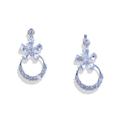 Çiçek Taşlı Gümüş Küpe