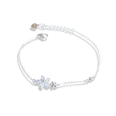 Çiçek Zirkon Taşlı Gümüş Bileklik