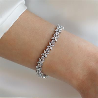 Çiçek Zirkon Taşlı Su Yolu Gümüş Bileklik