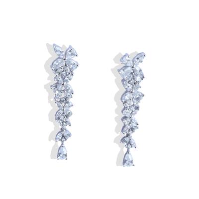 Çiçekli Zirkon Taşlı Gümüş Küpe