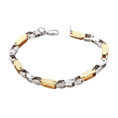 Çift Renkli Geçmeli Çelik Erkek Bilekliği