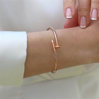 Çivi Rose Gold Gümüş  Kelepçe