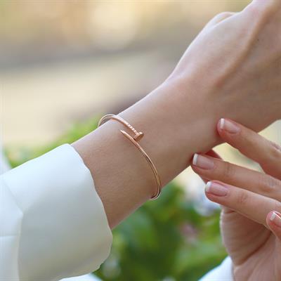 Çivi Rose Gold Gümüş  Kelepçe