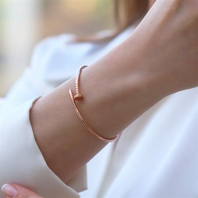 Çivi Rose Gold Gümüş  Kelepçe