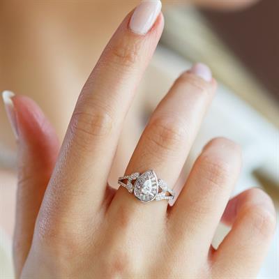 Damla Başak Modeli Zirkon Taşlı Gümüş Set