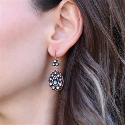 Damla Elmas Montür Rose Gold Gümüş Küpe