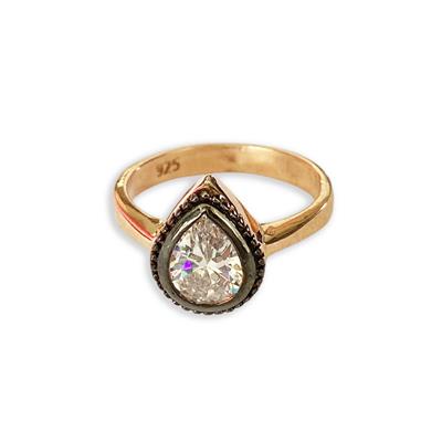 Damla Elmas Montür Rose Gold Kaplama Gümüş Yüzük