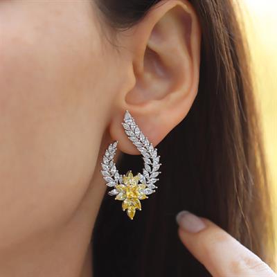 Damla Festival Sitrin Taşlı Gümüş Küpe